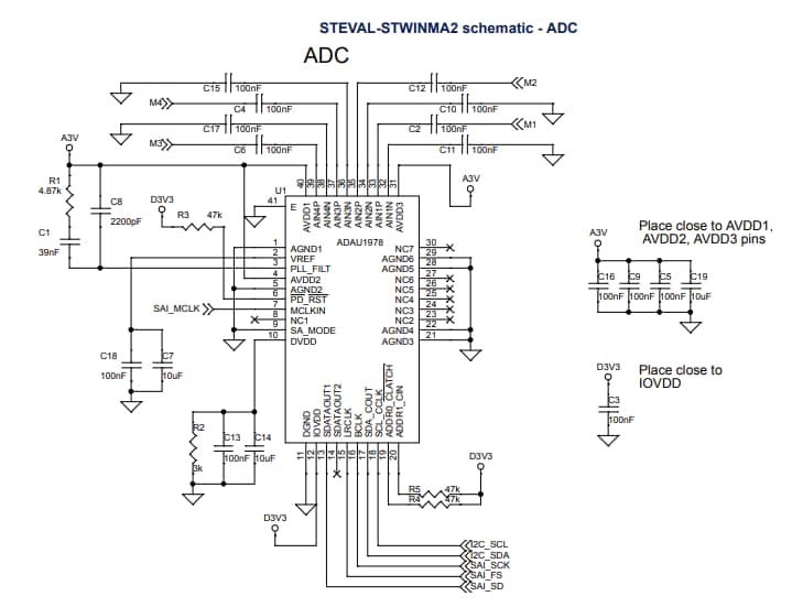 Schematic - STMicroelectronics STEVAL-STWINMA2 Microphone Array Expansion Board Schematic - STMicroelectronics STEVAL-STWINMA2 Microphone Array Expansion Board